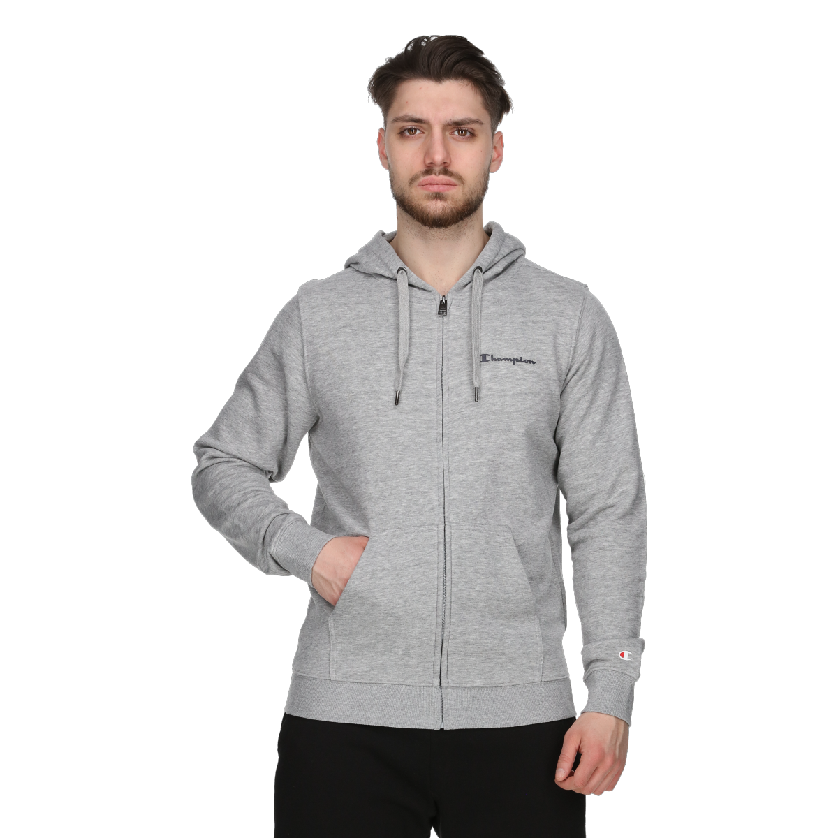 Sweatshirt Champion Basic Full-Zip Hoodie Grå | CHA241M600-3A, 0