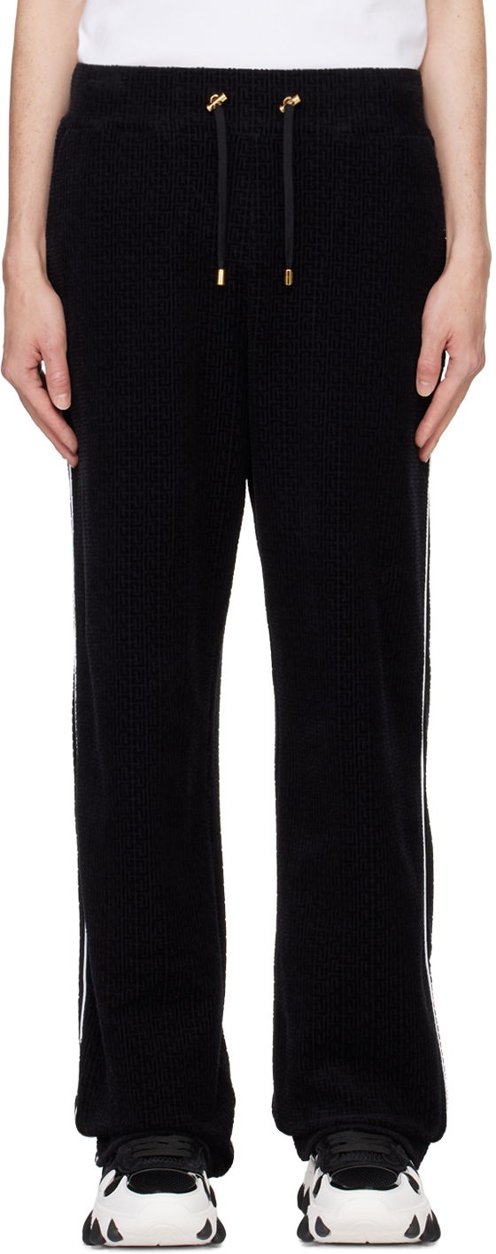 Träningsbyxor Balmain Velvet Monogram Sweatpants Svart | DH0PQ270JI39