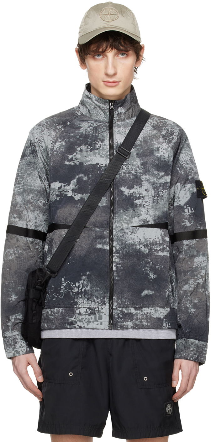 Jacka Stone Island Dissolving Grid Camo Jacket Grå | 8015661E1