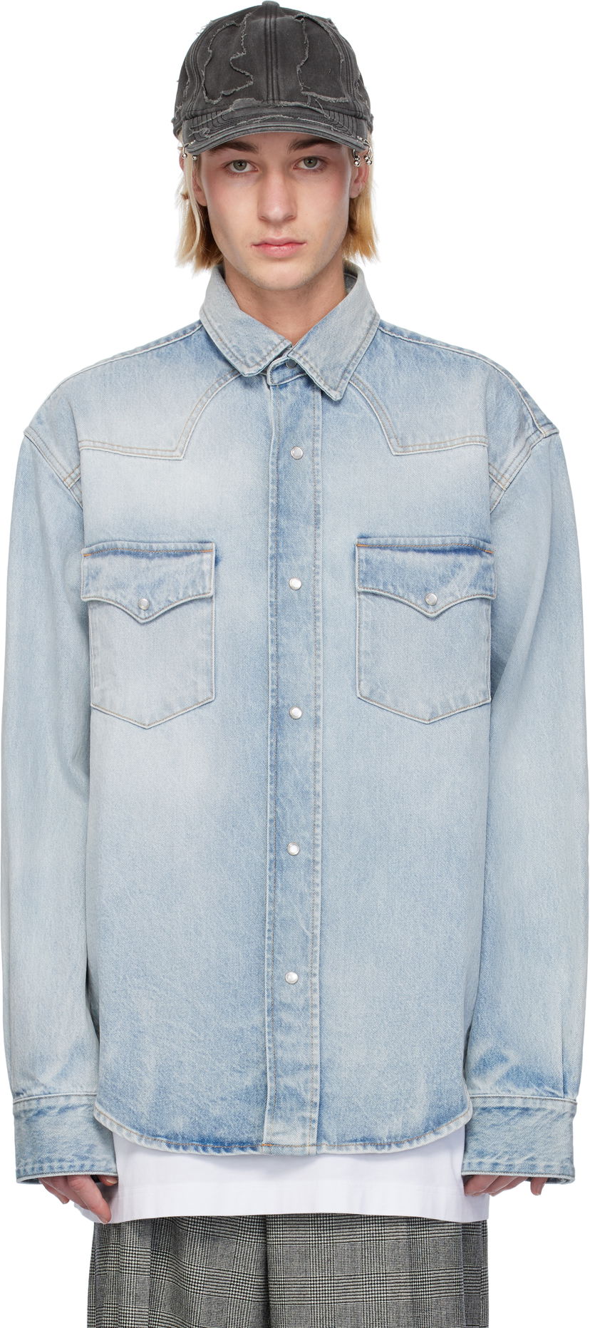 Skjorta VETEMENTS VTMNTS Flap Pocket Denim Shirt Blå | VL22SH600L