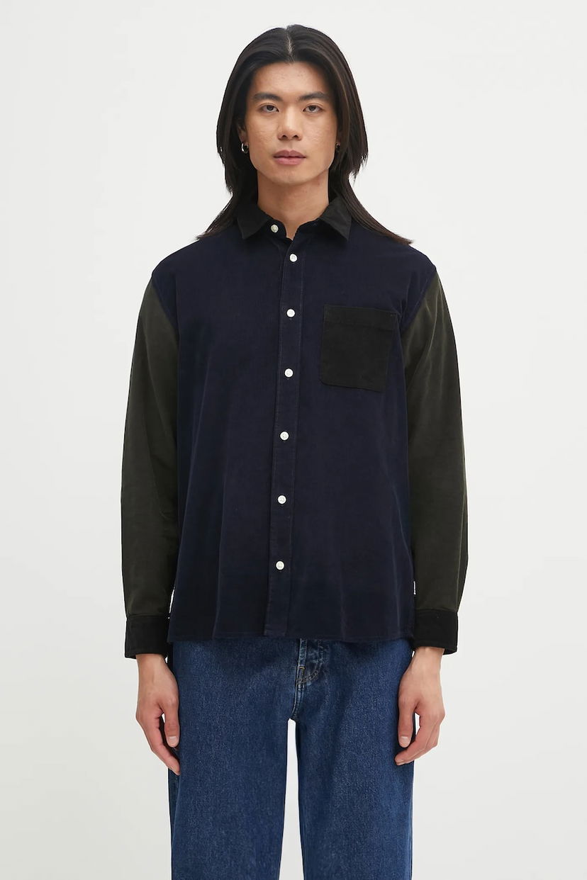 Skjorta Barbour Barbour Patchwork OS Cord Shirt, Regular Fit Mörkblå | MSH5688MI32