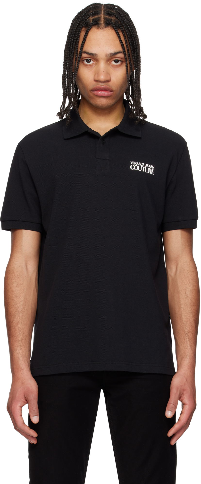 Polotröja Versace Versace Jeans Couture Logo Polo Svart | E78GAG623_EJ0003