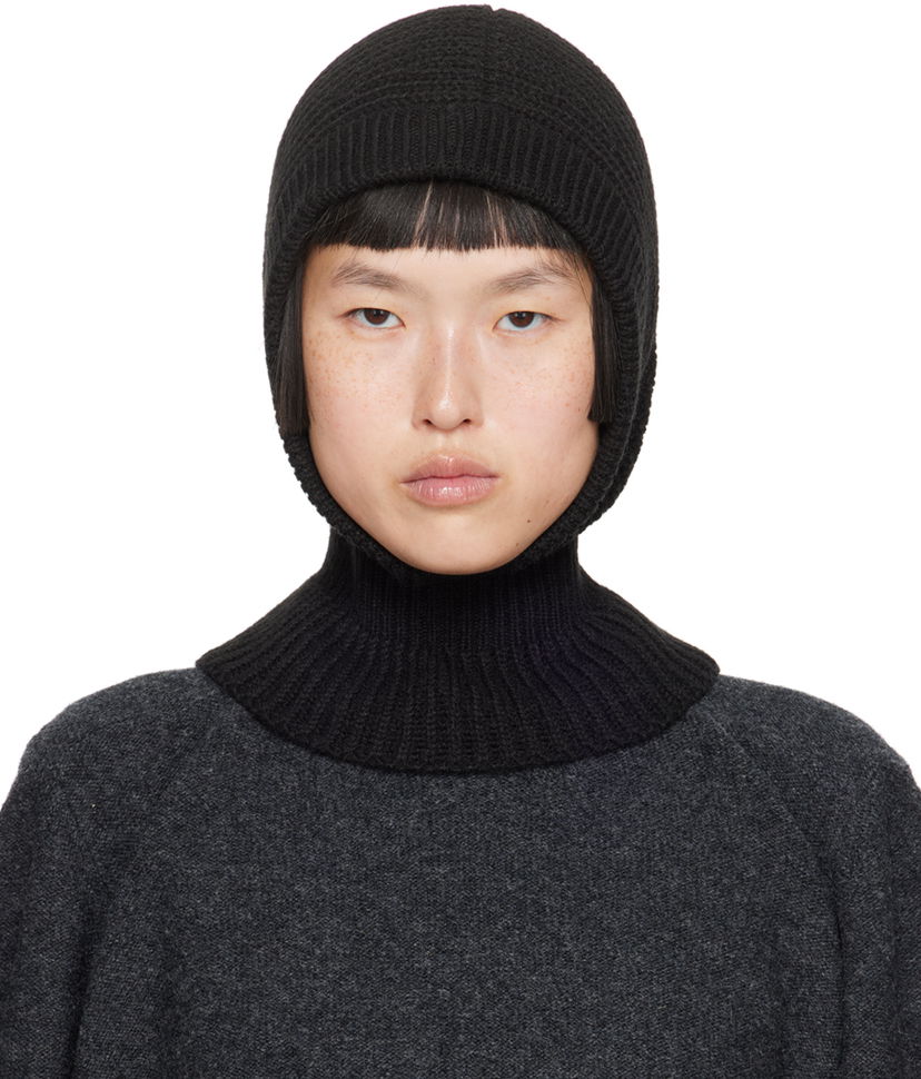 Mössa LEMAIRE Lemaire Rib Knit Hood Svart | AC1089 LK121