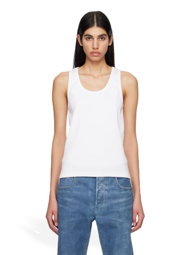 Linne Bottega Veneta Scoop Tank Top Vit | 715043 V2I50