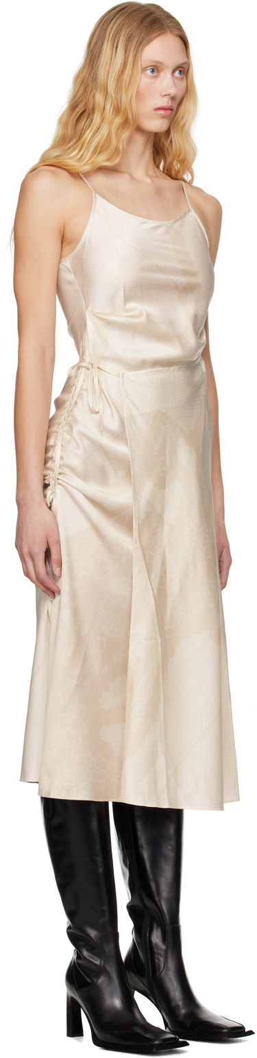 Klä Feng Chen Wang Feng Chen Wang Pleated Silk Midi Dress Beige | FWS19DR04, 1