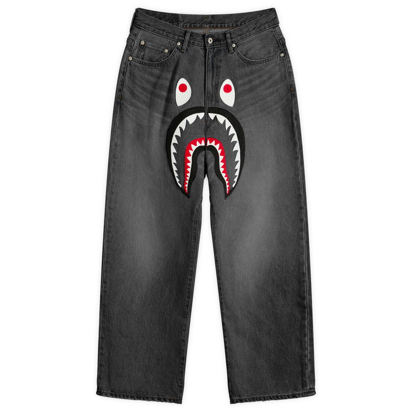 Jeans BAPE Shark Loose Fit 13oz Jeans, Size Small Svart | 001DPL801006M-BLK