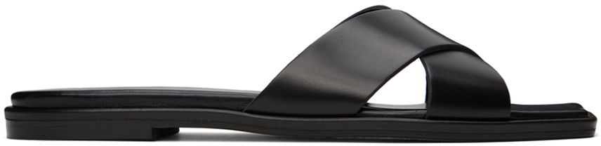 Tillbehör Aeyde Aeyde Sonia Leather Crisscross Slide Sandals Svart | A11-FS-BRNS08FL62-SS24-800-001, 0
