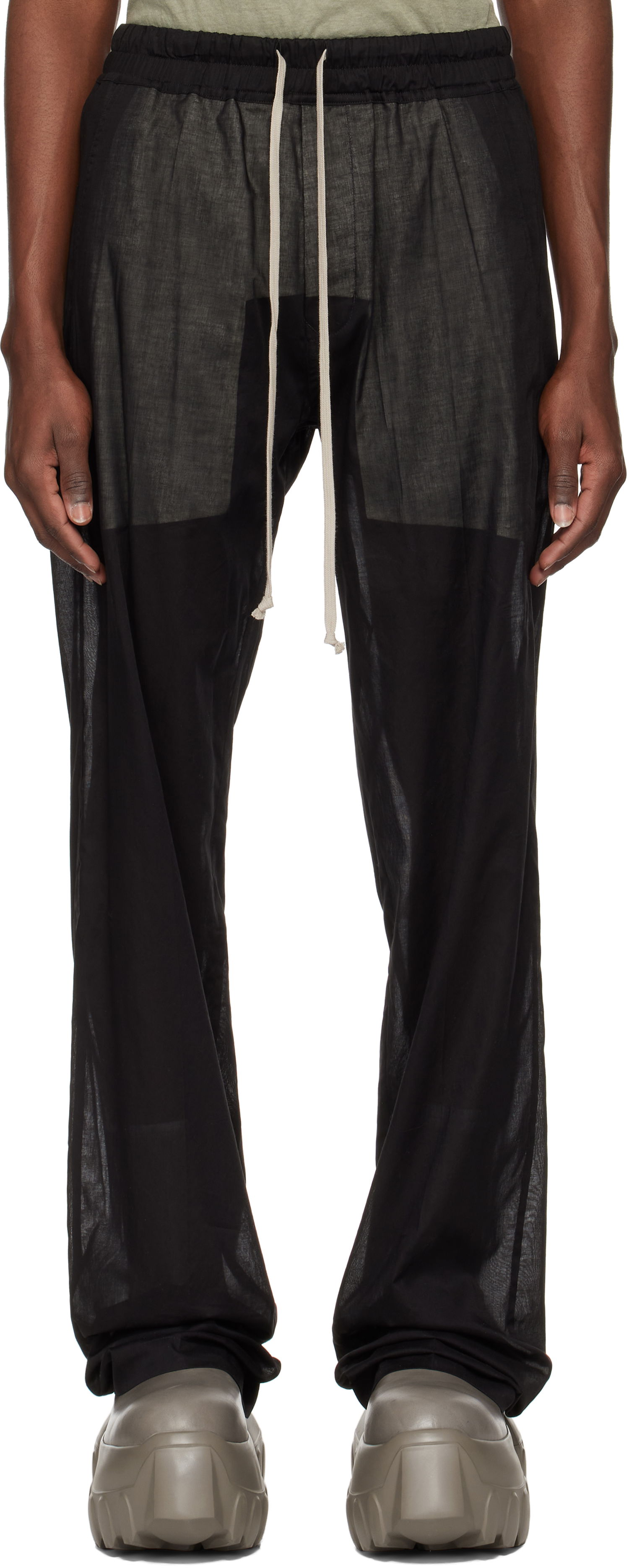 Byxor Rick Owens Rick Owens Hollywood Dietrich Drawstring Trousers Svart | RU01E5378 CV, 0