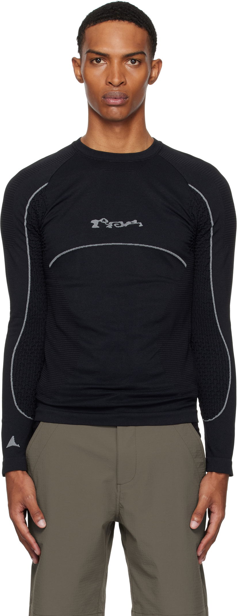 T-shirt ROA Seamless Long Sleeve T-Shirt Svart | RBMW0406YA49