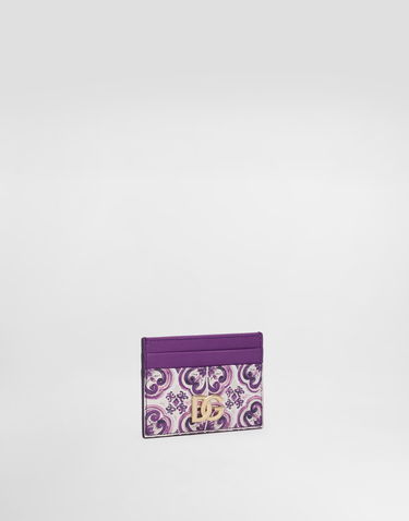 Plånbok Dolce & Gabbana Dolce & Gabbana Calfskin Card Holder with Majolica Print Purpur | BI0330AO026I03TN, 1