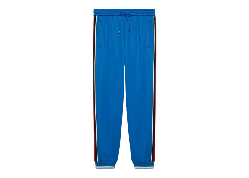 Byxor Gucci Technical Jersey Trackpants Blue Blå | 698426 XJEES 4658