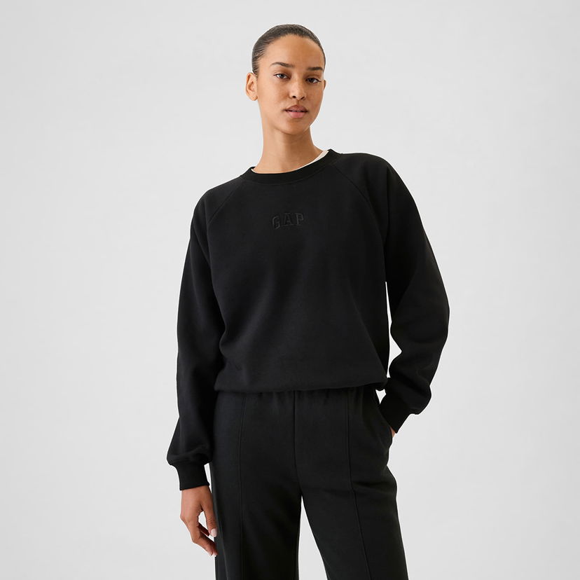 Sweatshirt GAP Sweatshirt Pullover Crew Black Logo M Svart | 765585-40