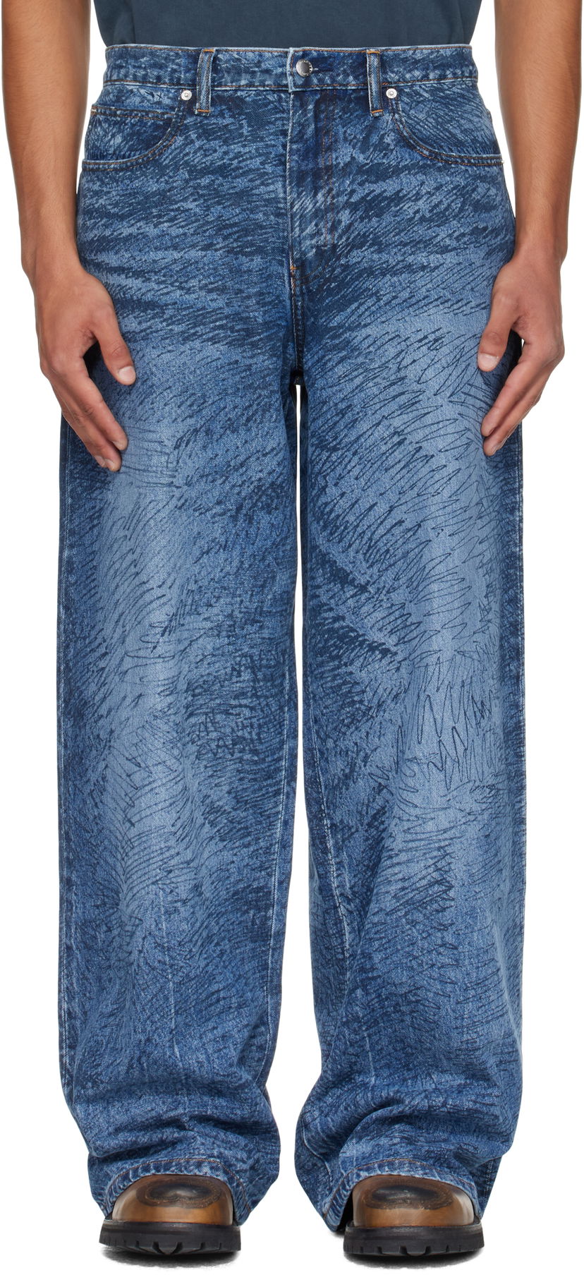 Jeans Alexander Wang Relaxed Graphic Print Jeans Blå | 6DC3254830