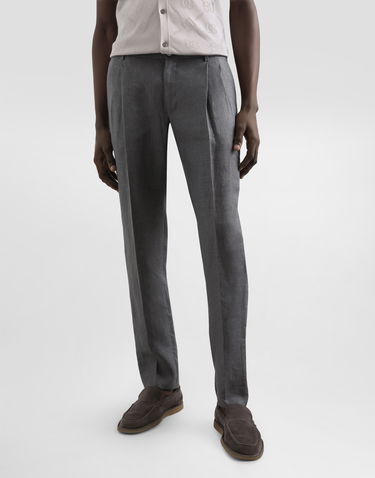 Byxor Dolce & Gabbana Dolce & Gabbana Washed Linen Canvas Trousers Grå | GP06JTFU4MFN0701, 3