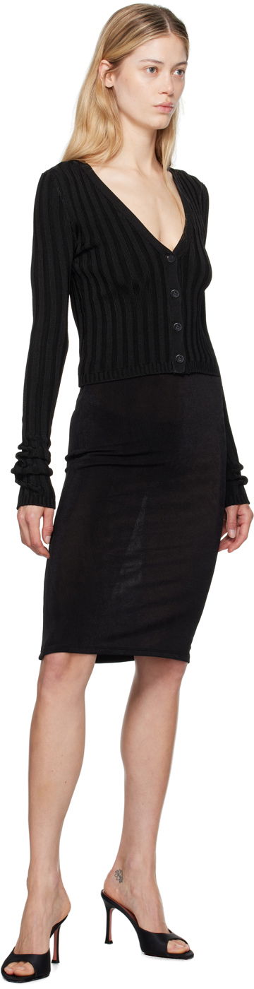 Sweater GUIZIO Guizio Slinky Rib Knit Cardigan Svart | P24108S023, 3