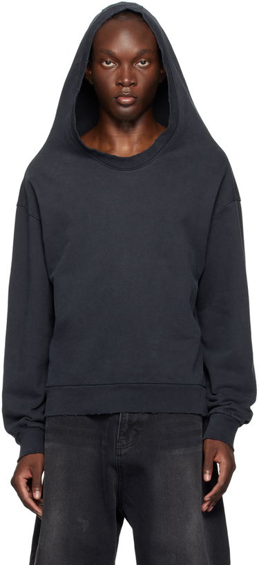 Sweatshirt We11done We11done Wide Neck Hoodie Svart | WD-TH2-24-801-U-BK, 0