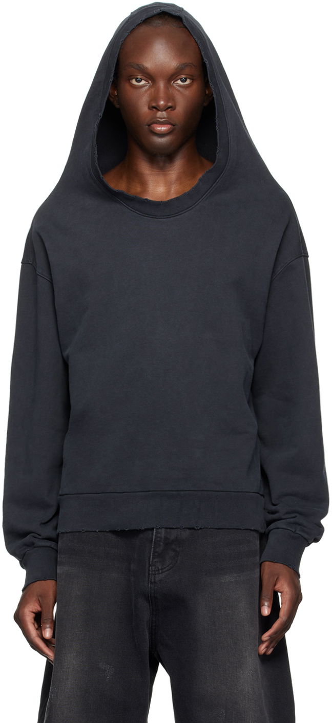 Sweatshirt We11done We11done Wide Neck Hoodie Svart | WD-TH2-24-801-U-BK