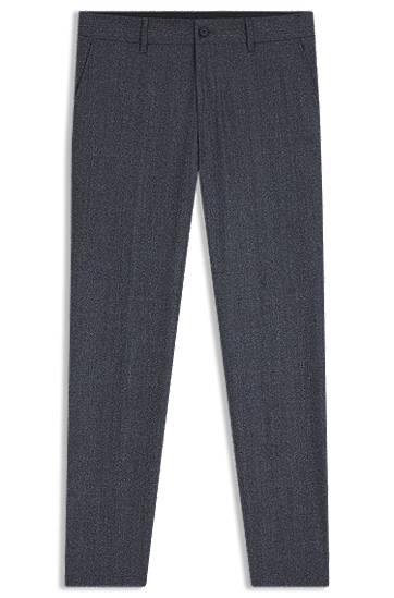 Byxor BOSS Slim-Fit Micro-Patterned Virgin Wool Trousers Mörkblå | 50551584