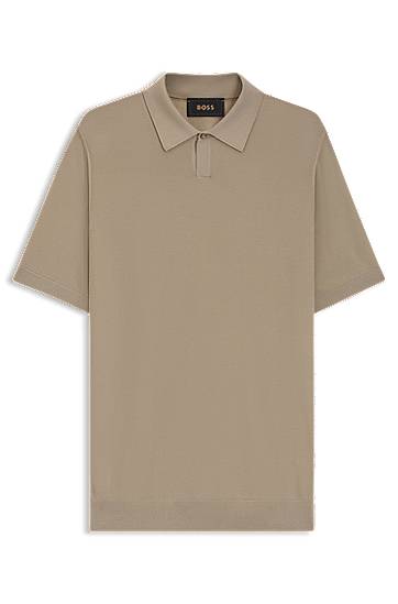 Polotröja BOSS Merino Wool Knit Polo with Natural Stretch Beige | 50543220