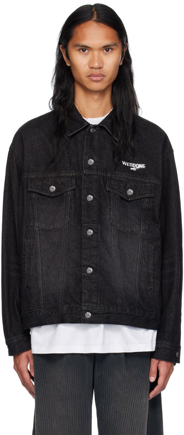 Jacka We11done We11done 1506 Trucker Denim Jacket Svart | WD-DJ1-23-913-U-BK