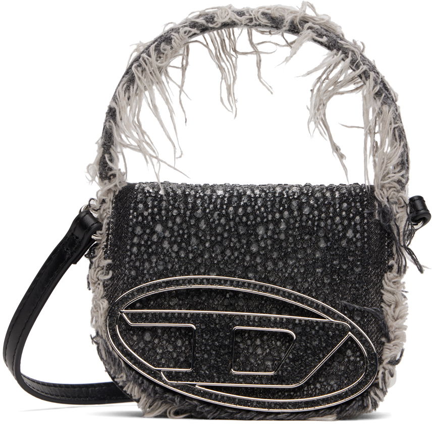 Axelväska Diesel Diesel 1DR XS Fringed Denim Crossbody Bag Svart | X08709 P6804, 0