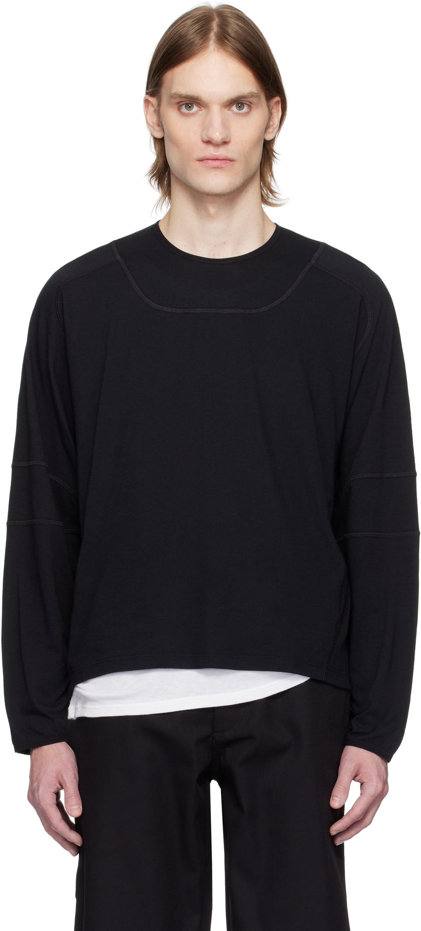 Sweater GR10K GR10K Light Interlock Long Sleeve T-Shirt Svart | BG823124CO