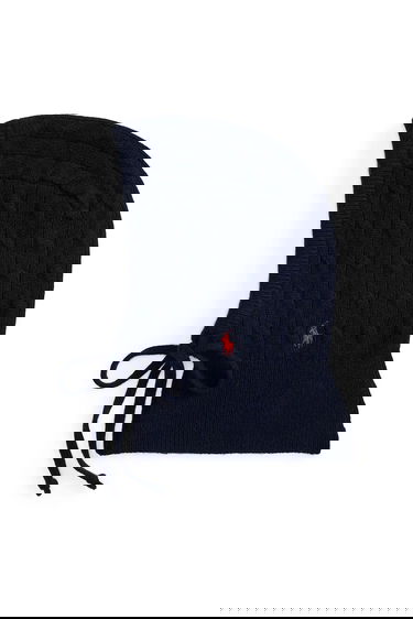 Kepsar och hattar Polo by Ralph Lauren Cable-Knit Balaclava with Ties Mörkblå | 455981427, 0