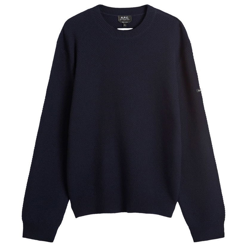 Sweater A.P.C. Men's Thomas Waffle Knit Jumper, Size Small Mörkblå | WVBCZ-H23434-IAK