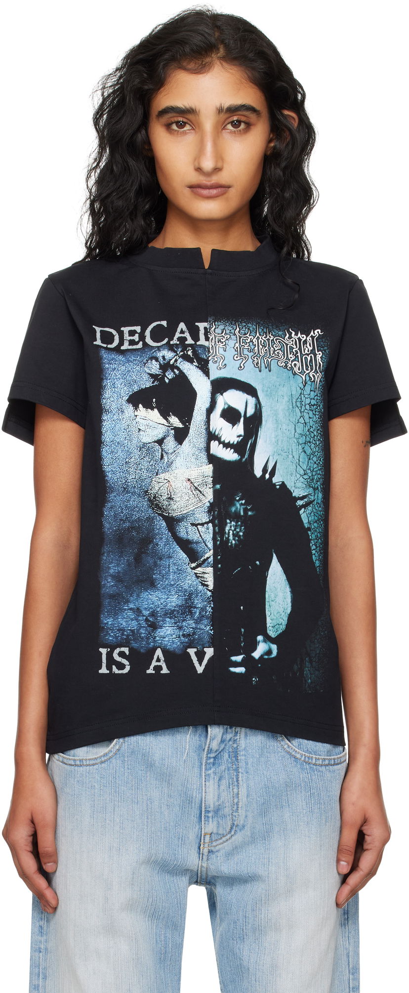 T-shirt VETEMENTS VETEMENTS Cradle of Filth Cut-Up Fitted T-Shirt Svart | WCF76TR960BB