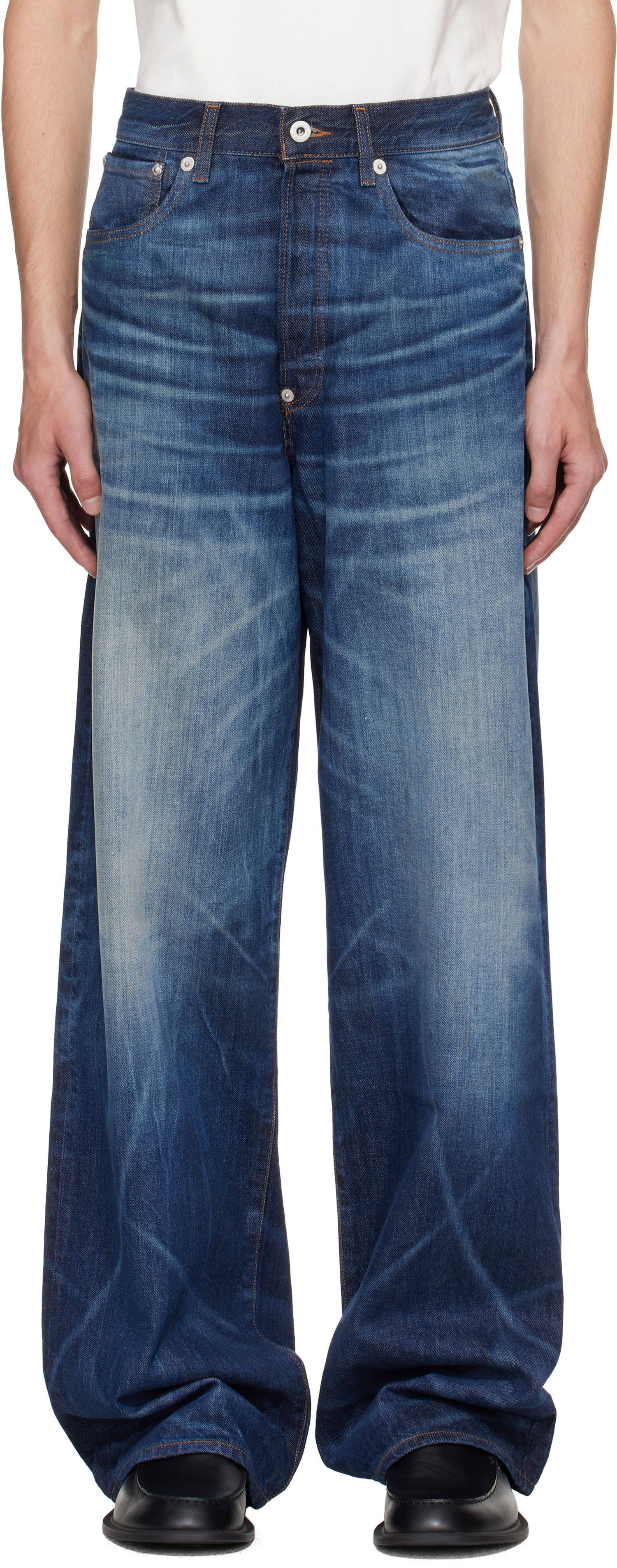Jeans KENZO Kenzo Paris Turn Up Wide Fit Jeans Blå | FF65DP4216I7, 0