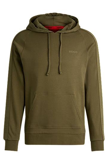 Sweatshirt BOSS HUGO Cotton-Terry Hoodie with Logo Tape Sleeves Grön | 50520502