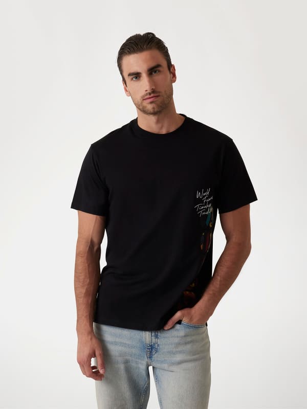 T-shirt GUESS Graphic Print Relaxed Fit Tee Svart | M5RI01KCHA1, 0