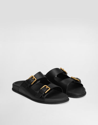 Tillbehör Dolce & Gabbana Dolce & Gabbana Calfskin Double Buckle Slides Svart | CQ0632AS73880999, 1