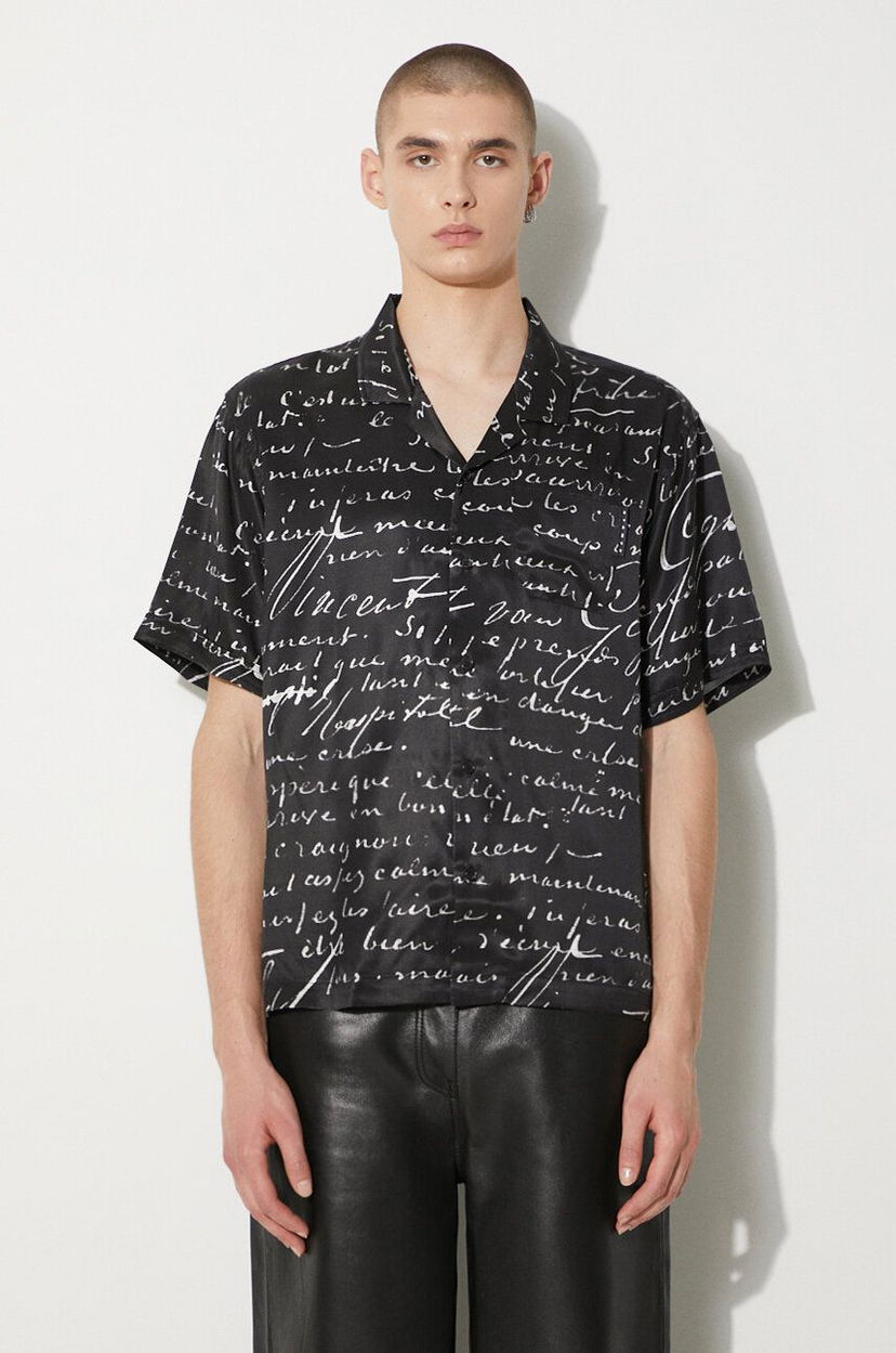 Skjorta Stampd STAMPD Letter Camp Collar Buttondown Shirt Svart | SLA.M3427BD.BLL