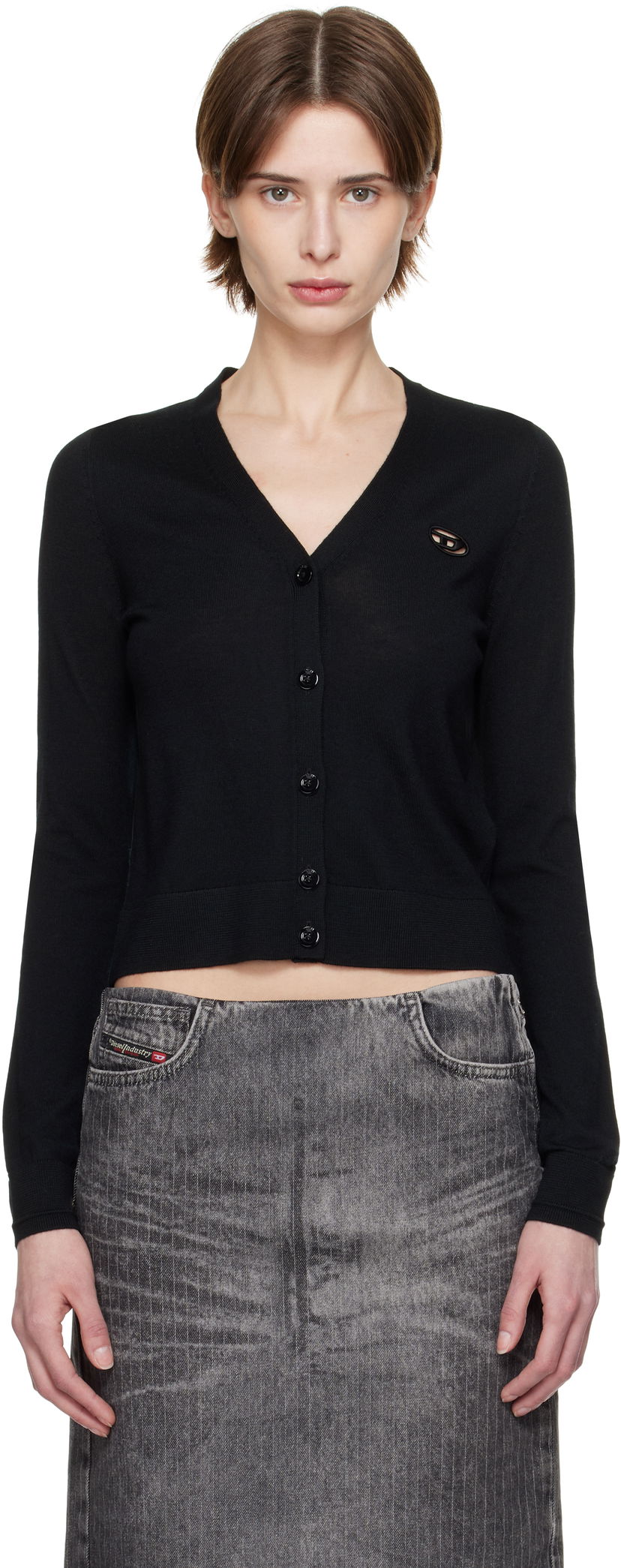 Sweater Diesel M-Alima Cropped Cardigan Svart | A17499 0DCCH