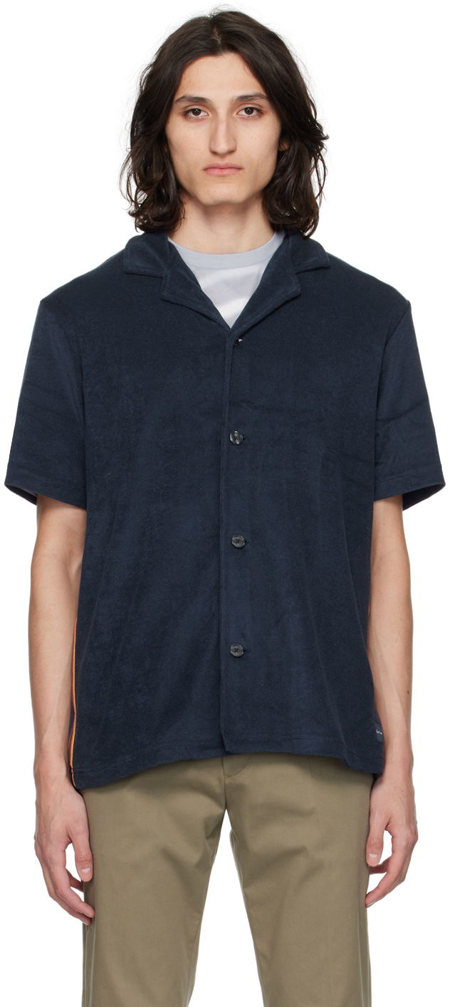 Skjorta Paul Smith Paul Smith Artist Stripe Resort Shirt Mörkblå | M1A-594-MU477-48