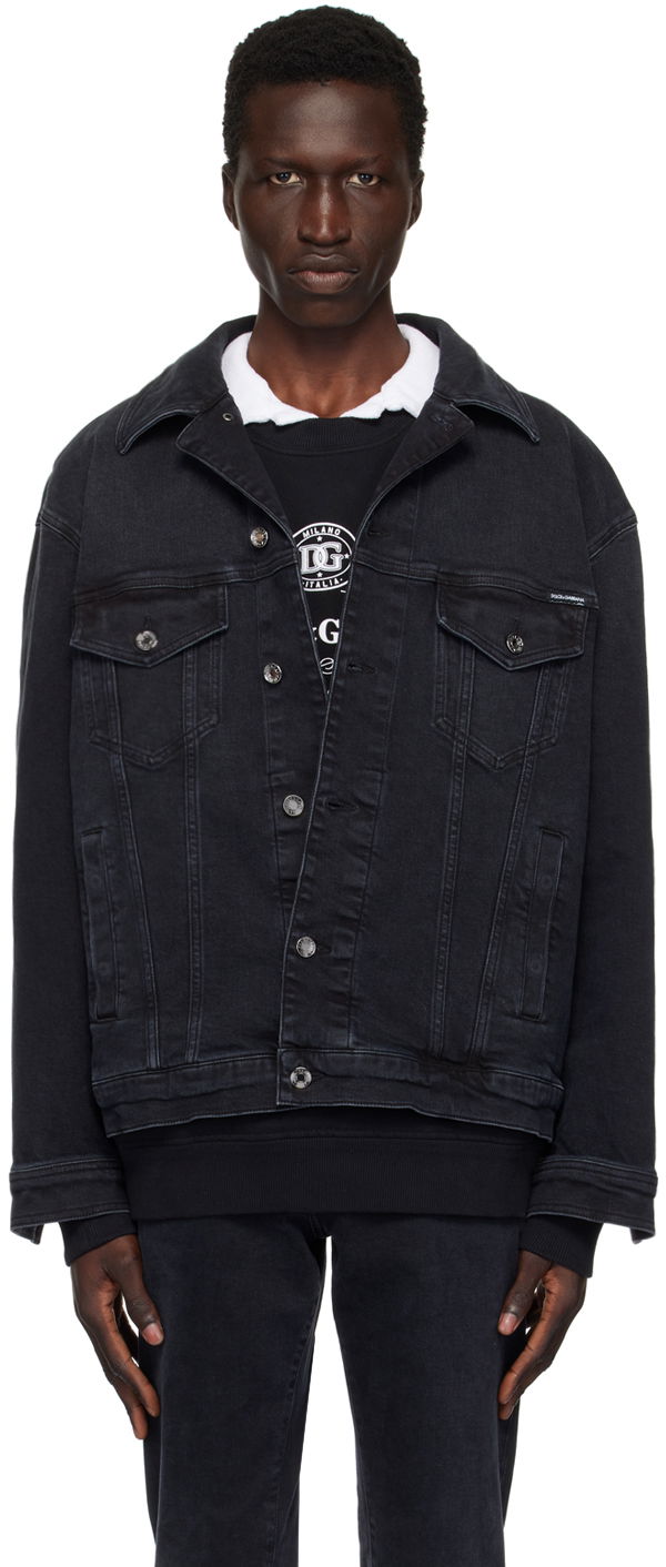 Jacka Dolce & Gabbana Faded Denim Jacket Svart | G9NL5DG8GW6