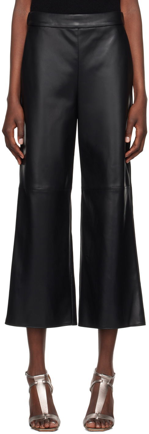 Byxor Max Mara Max Mara Luciana Leather Wide-Leg Culottes Svart | 2429786031600