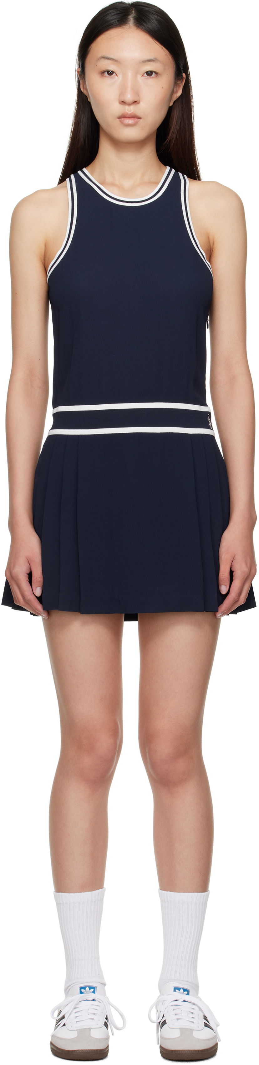 Klä Sporty & Rich Sleeveless Pleated Phoebe Minidress Mörkblå | DR004602302BL83