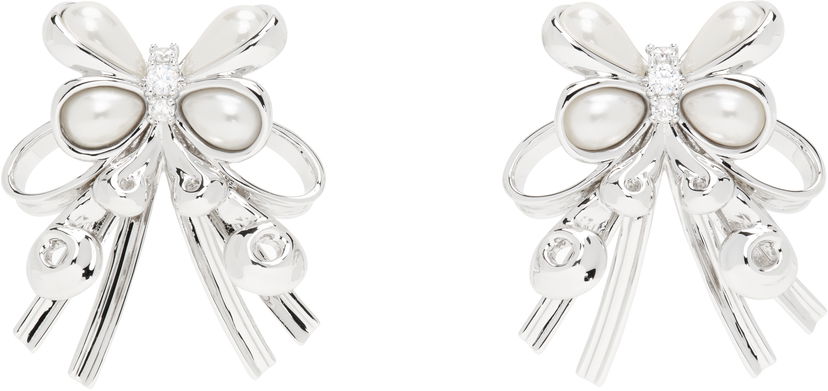 Örhängen SHUSHU/TONG SHUSHU/TONG YVMIN Edition Pearl and Crystal Bow Earrings Vit | 24714SLV00DN2