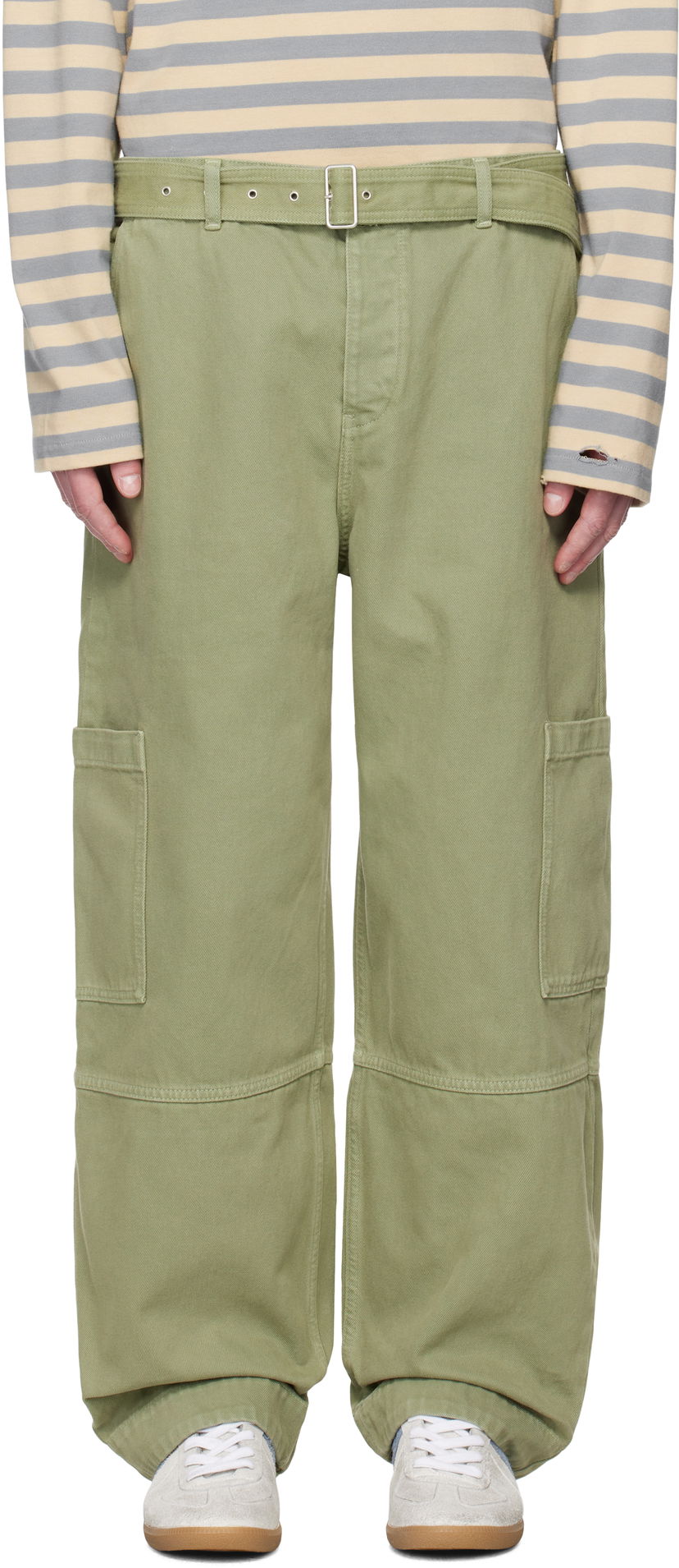 Cargo byxor MAISON KITSUNÉ Belted Utility Denim Cargo Pants Grön | OM01104WD4012