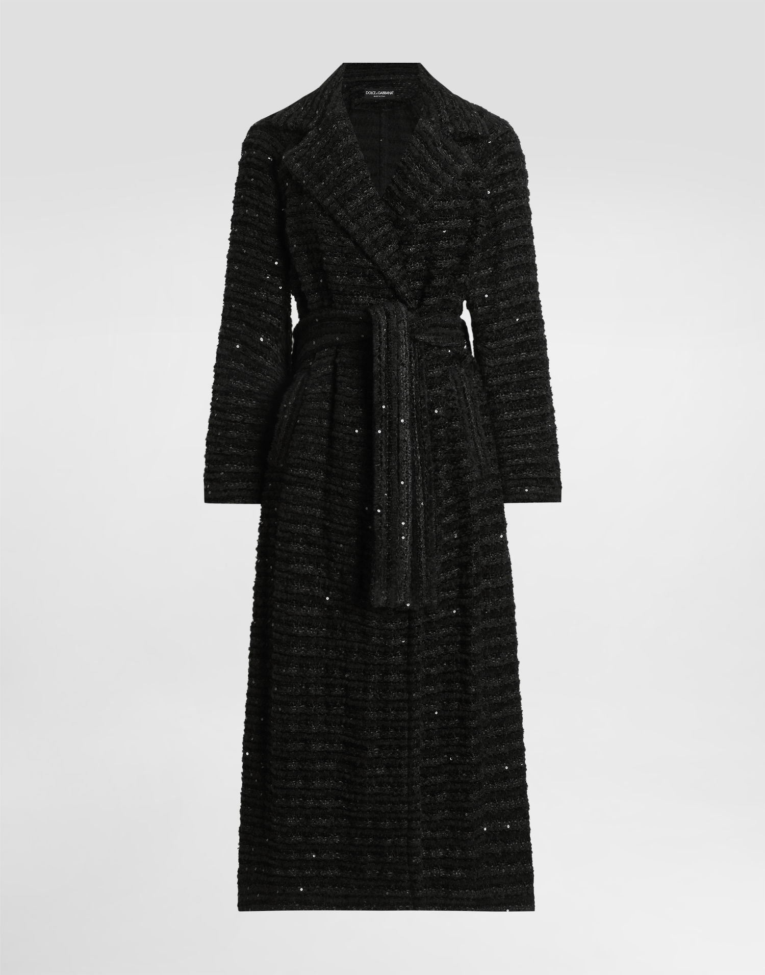 Rockar Dolce & Gabbana Dolce & Gabbana Tweed Coat with Micro-Sequin Embellishment Svart | F0W3FTHUMKNN0000, 0