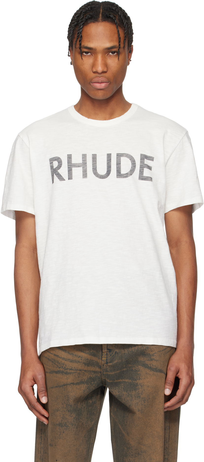 T-shirt Rhude Rhude Logo Slub T-Shirt Vit | RHPS25TT24012