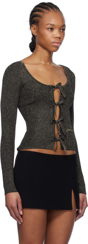 Sweater GANNI GANNI Sparkle Tie String Cardigan Svart | K2358, 1