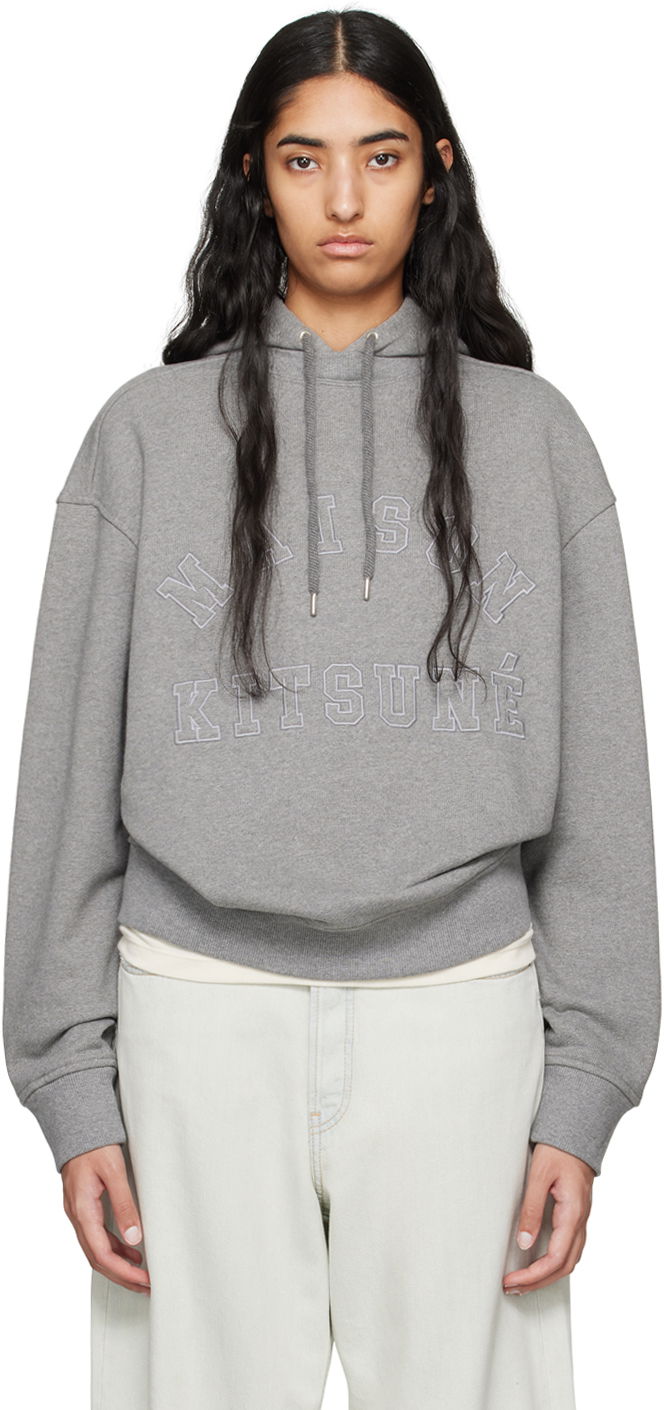 Sweatshirt MAISON KITSUNÉ Varsity Print Hoodie Grå | NM00702KM0326