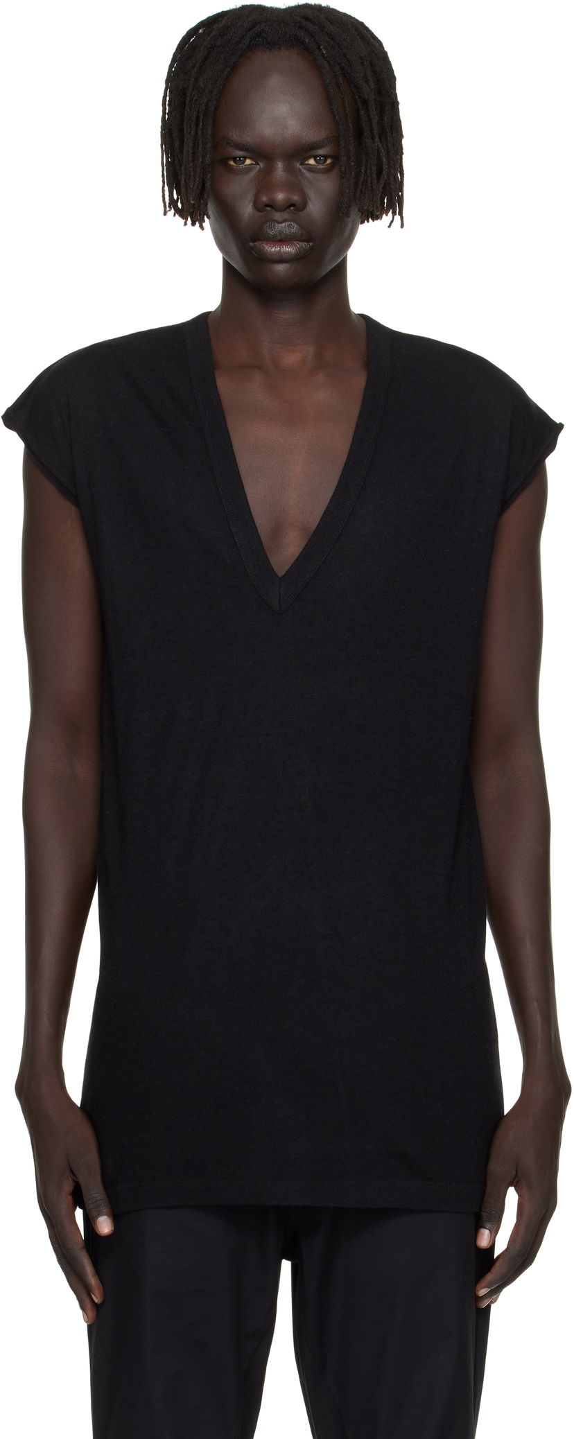 T-shirt Rick Owens Rick Owens Concordians Deep V-Neck T-Shirt Svart | RU02E1230 JR