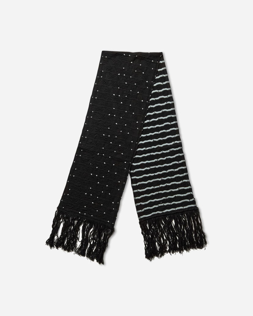 Halsduk KIKO KOSTADINOV Tarr Night Sky Textured Patterned Scarf with Fringe Svart | KKAW25KN09 112