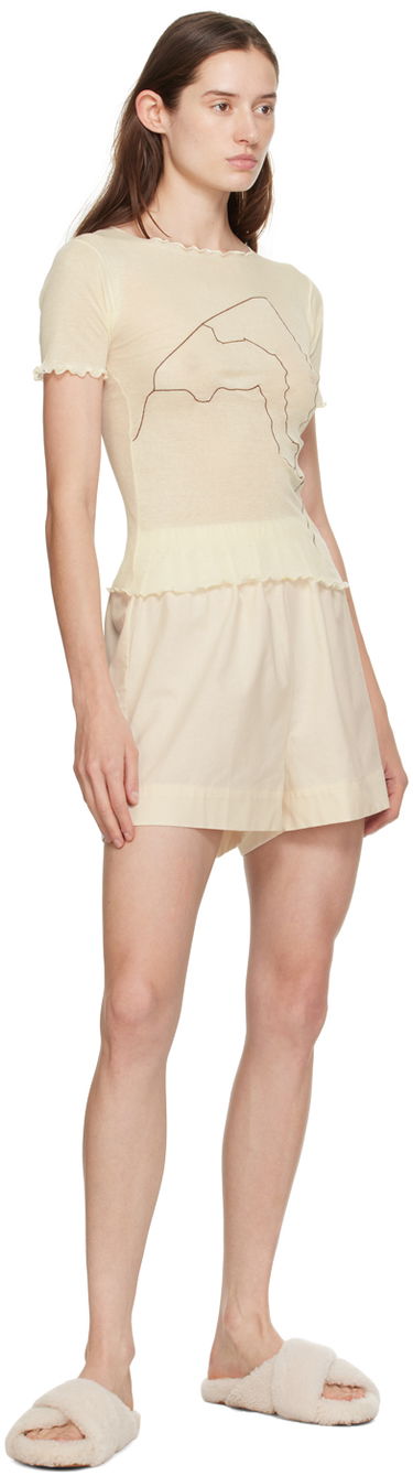 T-shirt Baserange Baserange Aroostook Lettuce Edge T-Shirt Beige | TOAR-CG-000, 3