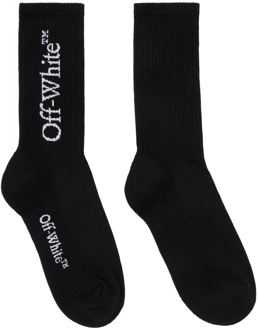 Strumpor Off-White Off-White Mid Calf Socks with Logo Svart | OMRA085C99KNI0011001