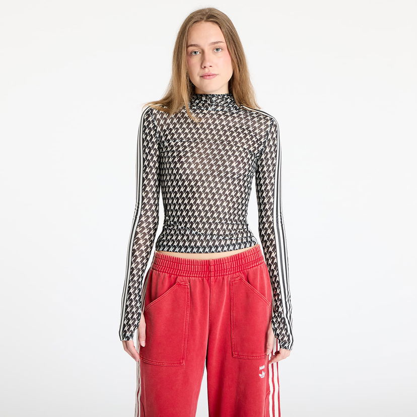 Crop top adidas Originals adidas x Avavav Mesh Aop Long Sleeve Top Svart | JP4854